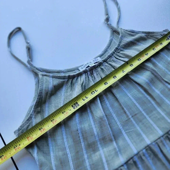 Robbie Bee Green White Stripe Strap Rayon Maxi Dress Tank Sz PM - Picture 10 of 14
